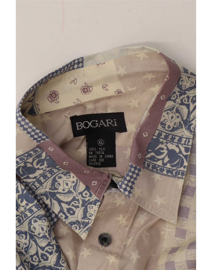 Camisa masculina de manga curta Bogari XL multicolorida patchwork seda