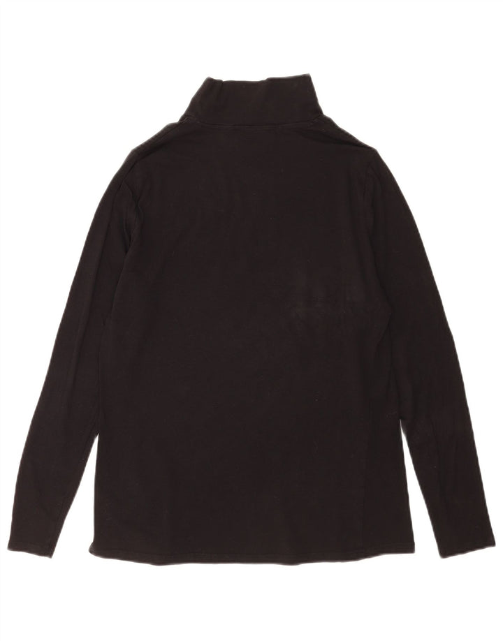 Top feminino Marks & Spencer manga comprida Reino Unido 14 algodão preto médio