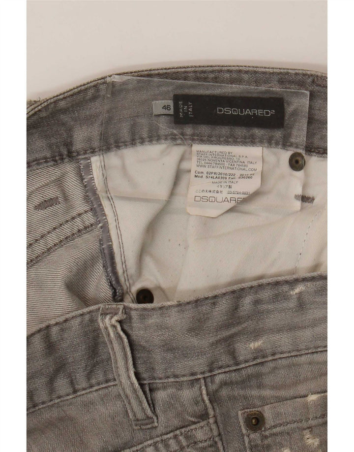 Calça jeans skinny masculina Dsquared2 IT 46 pequena W32 L32 cinza manchada
