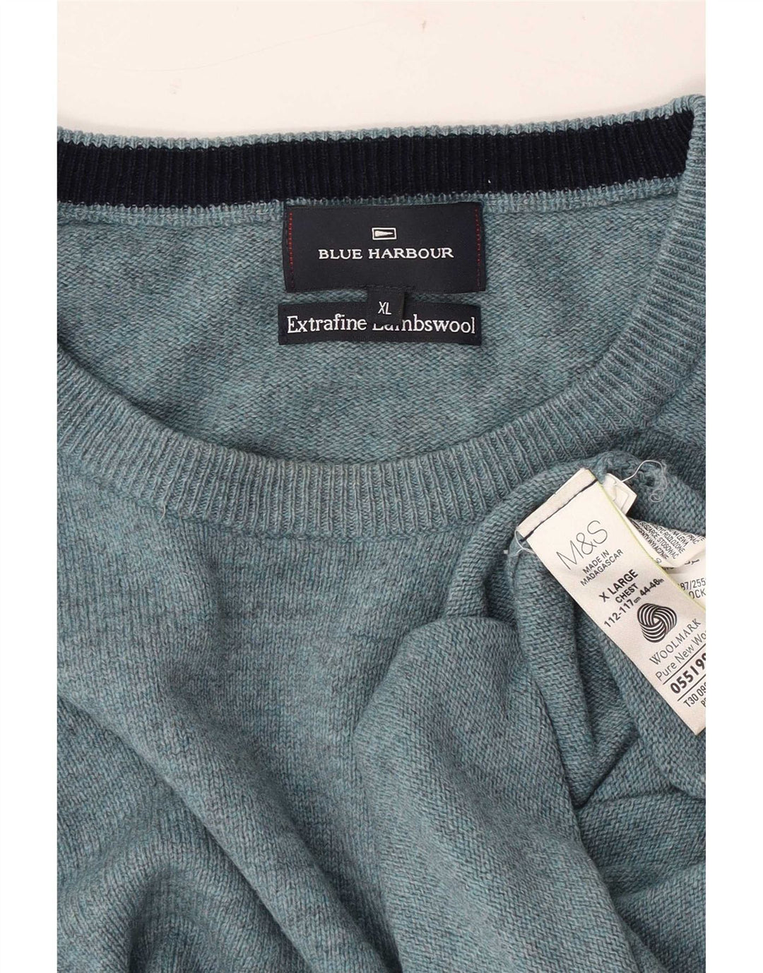 Suéter masculino Marks & Spencer Blue Harbor com gola redonda XL azul