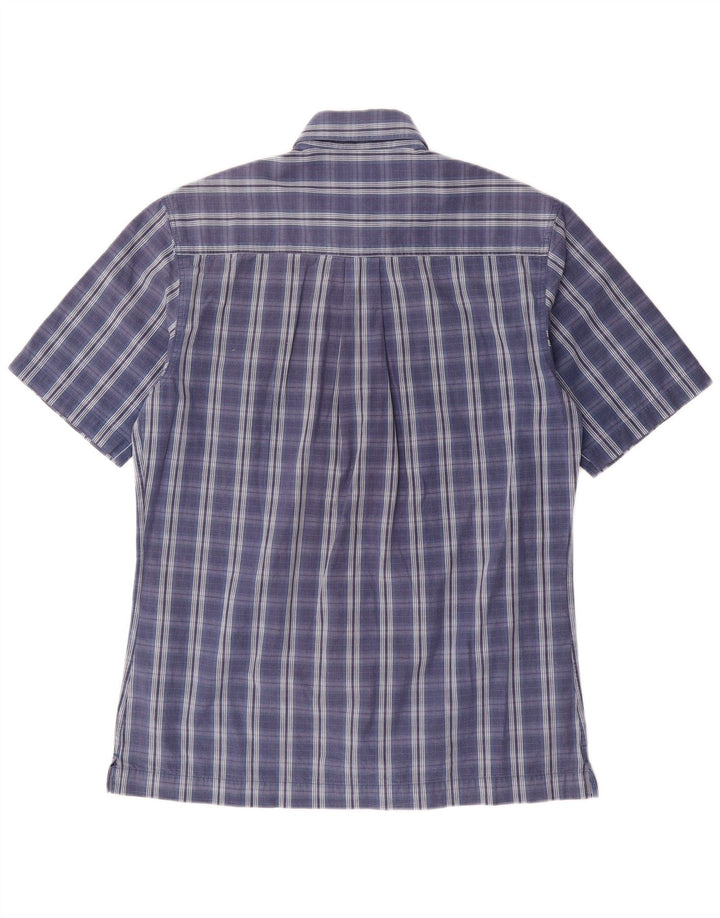 Camisa masculina de manga curta Timberland pequena azul xadrez algodão