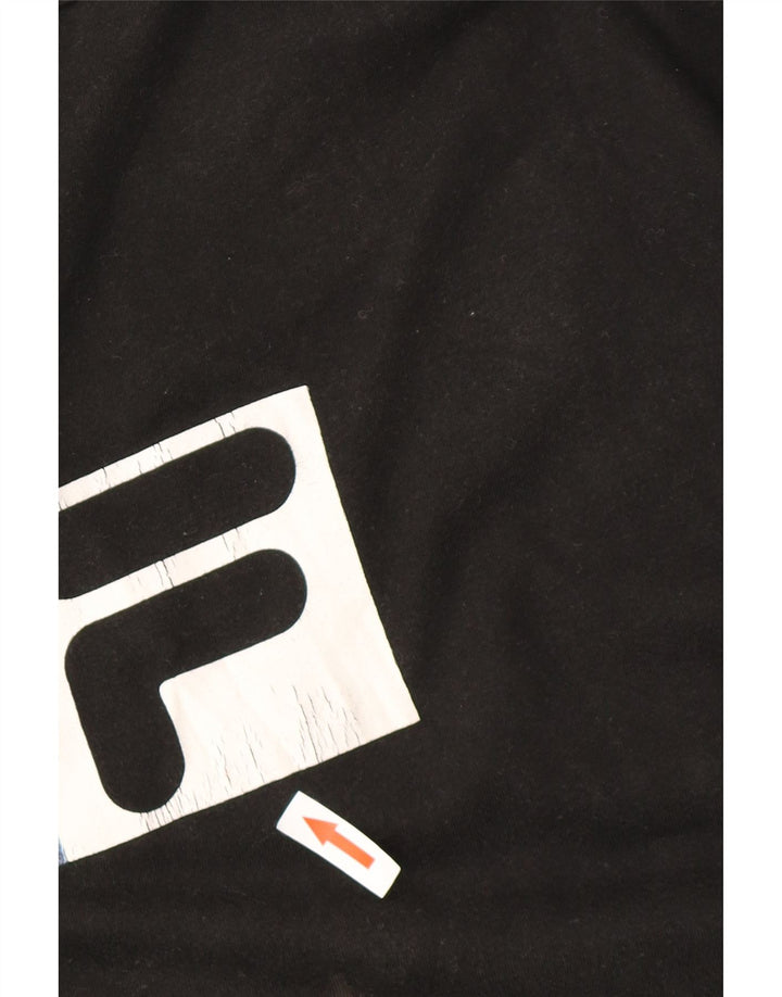 Camiseta masculina gráfica FILA Top XL algodão preto