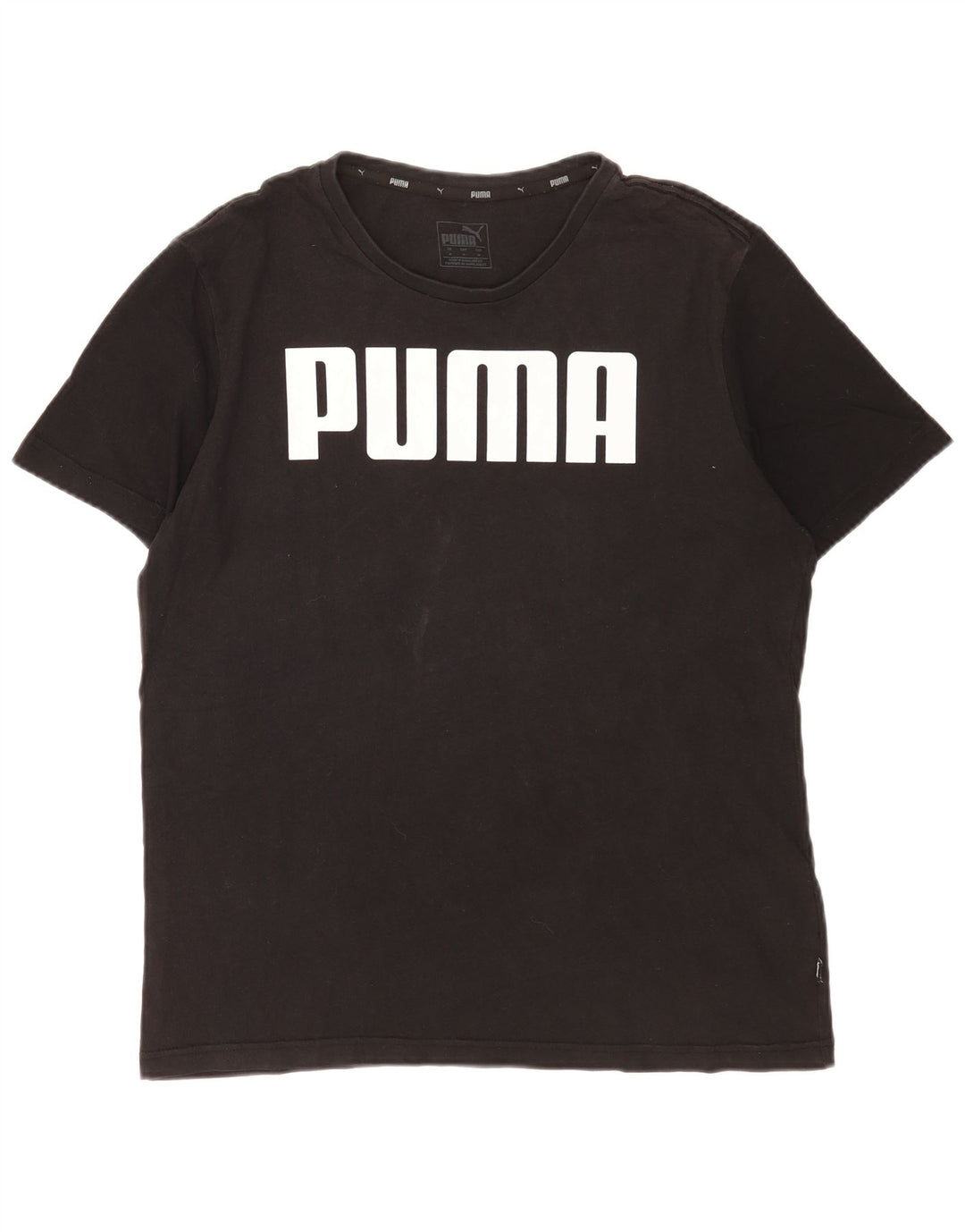 Puma Mens Graphic T-Shirt Top Médio Algodão Preto