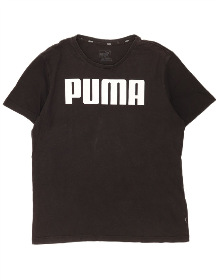 Puma Mens Graphic T-Shirt Top Médio Algodão Preto