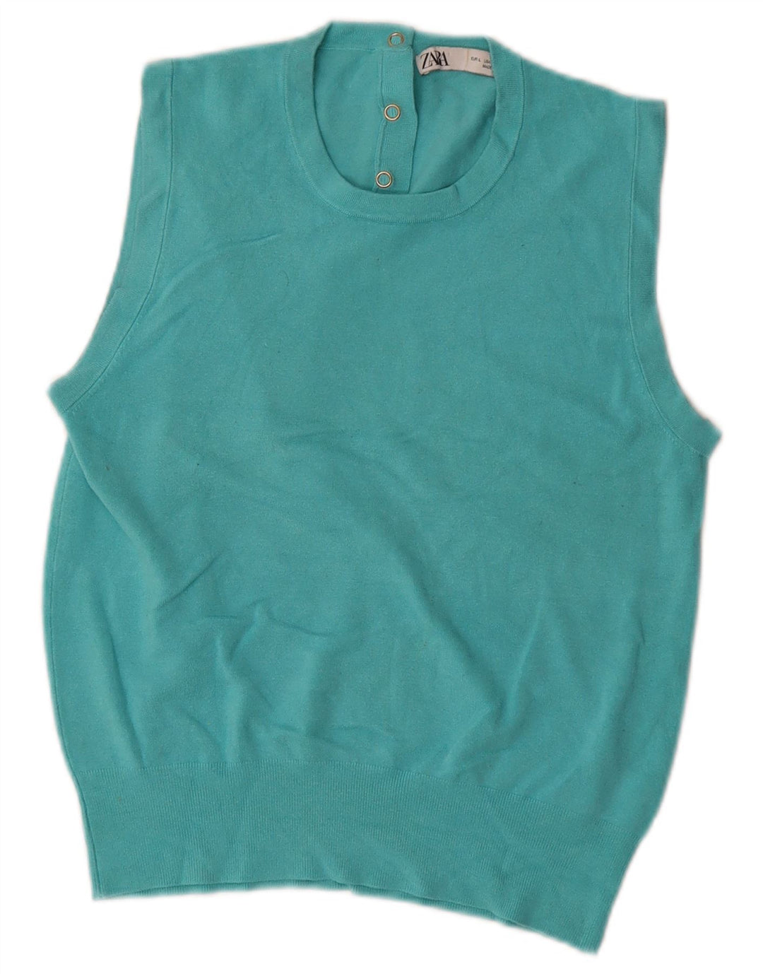 Zara Womens Vest Tank Top UK 14 Grande Viscose Azul