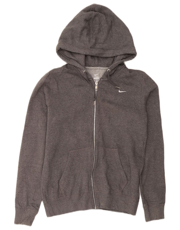 Suéter Nike masculino com capuz e zíper cinza médio algodão esportivo