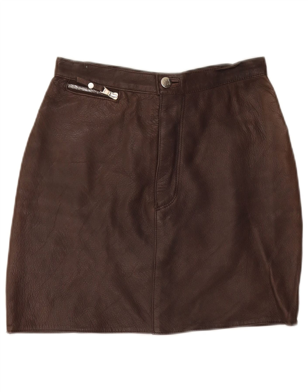 Mini saia feminina VINTAGE de couro IT 40 pequena W26 couro marrom