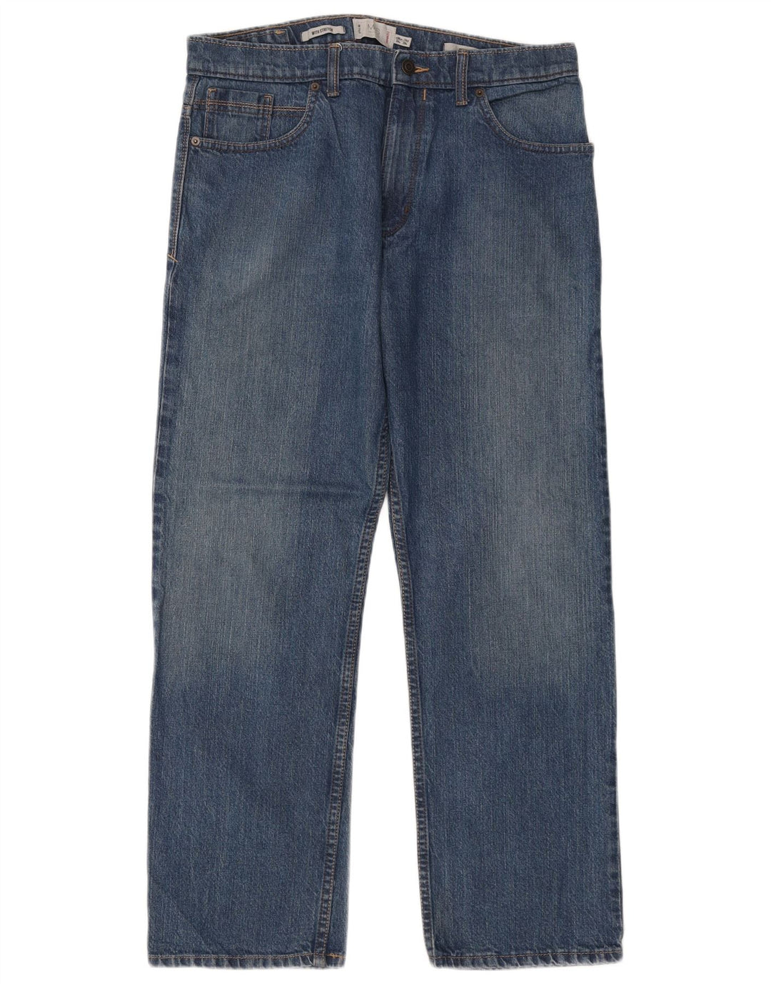 Jeans retos masculinos Marks & Spencer W34 L29 algodão azul