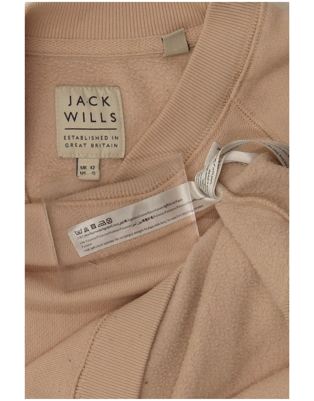 Suéter feminino JACK WILLS Reino Unido 12 algodão bege médio