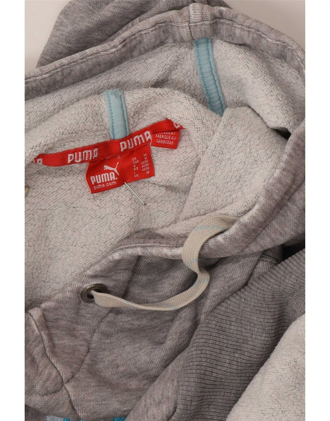 Puma masculino gráfico moletom com capuz cinza médio manchado