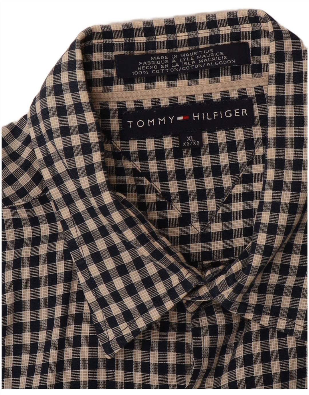 Camisa masculina TOMMY HILFIGER XL de algodão xadrez preto