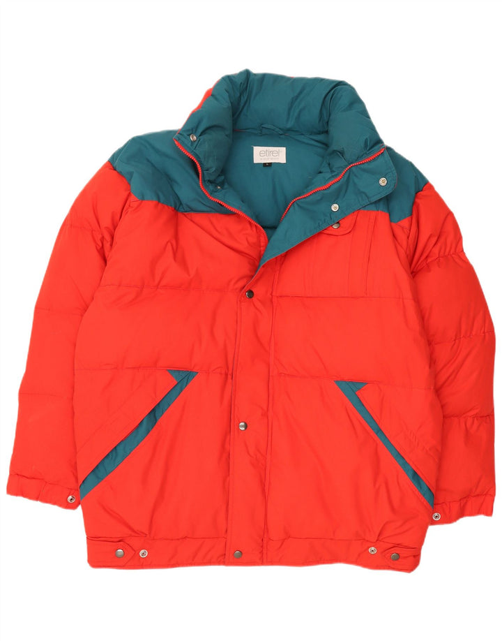 Jaqueta masculina acolchoada com capuz Etirel UK 40 grande bloco colorido vermelho inverno