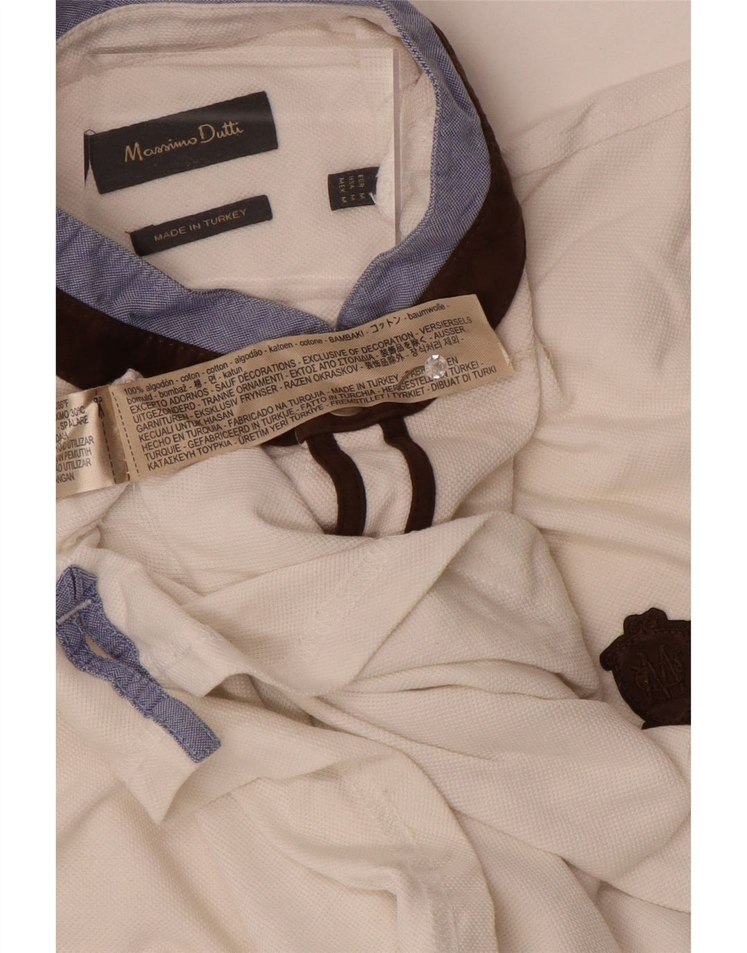 Camisa polo masculina Massimo Dutti médio branco colorblock algodão