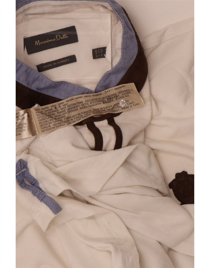 Camisa polo masculina Massimo Dutti médio branco colorblock algodão