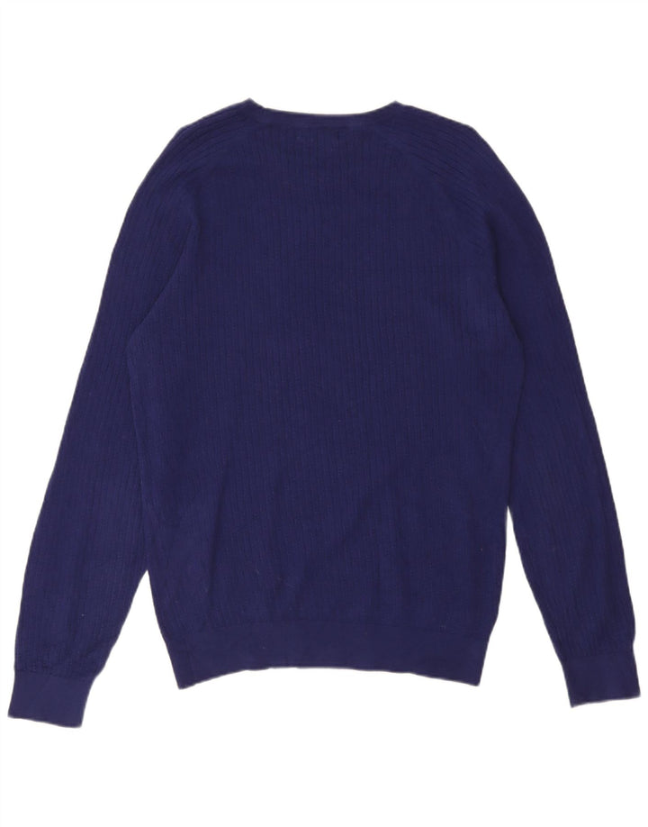 Suéter masculino Massimo Dutti com gola redonda, grande algodão azul
