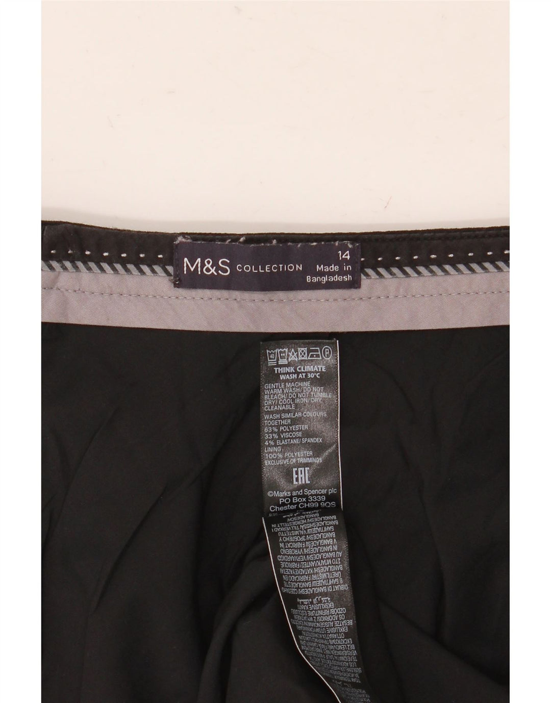 Saia lápis feminina Marks & Spencer Reino Unido 14 grande W32 poliéster preto