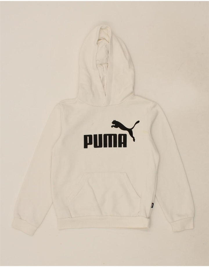 PUMA Boys Graphic Hoodie Jumper 9-10 Years White Cotton Vintage Puma and Second-Hand Puma from Messina Hembry 