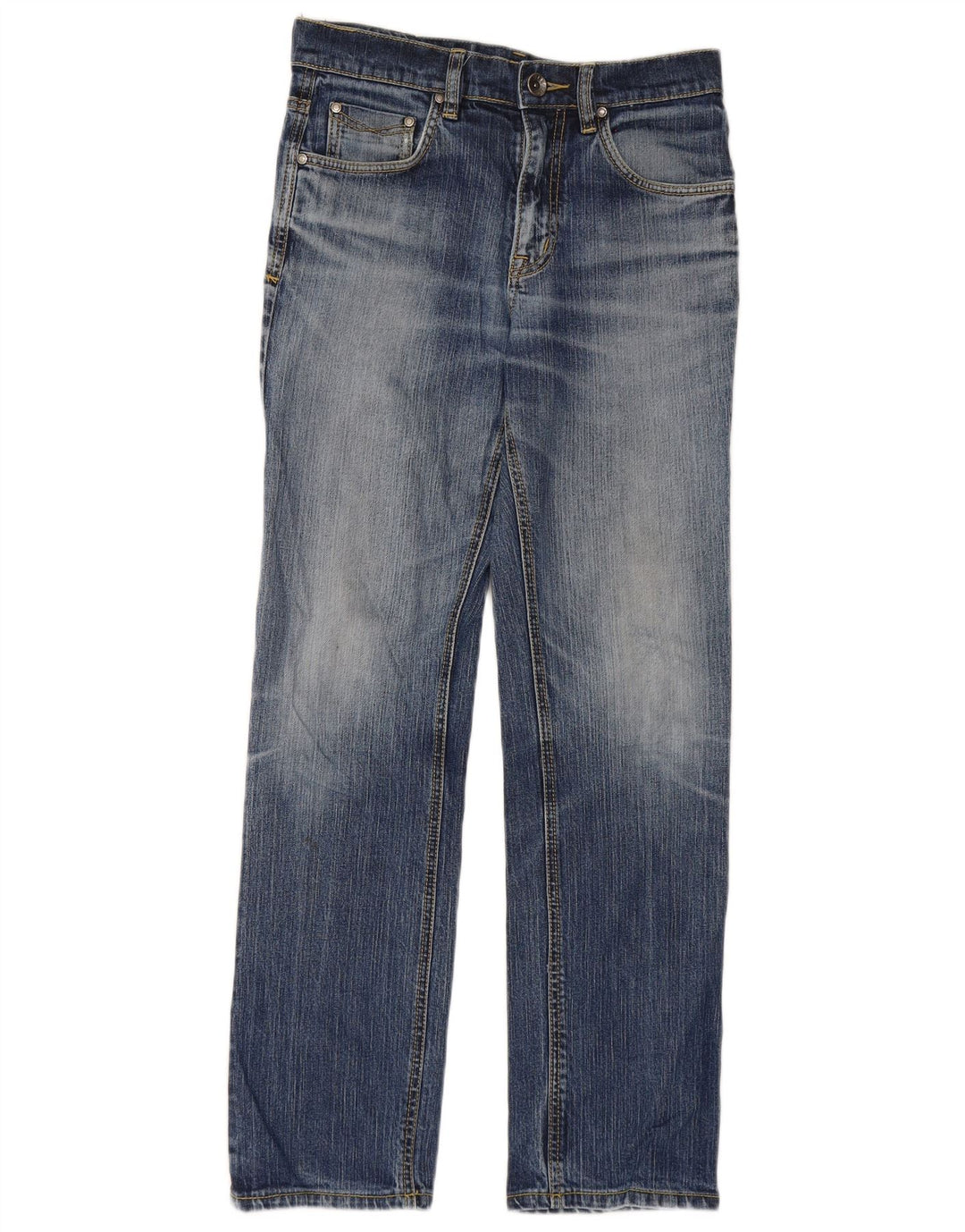 Rifle feminino jeans reto W30 L29 algodão azul