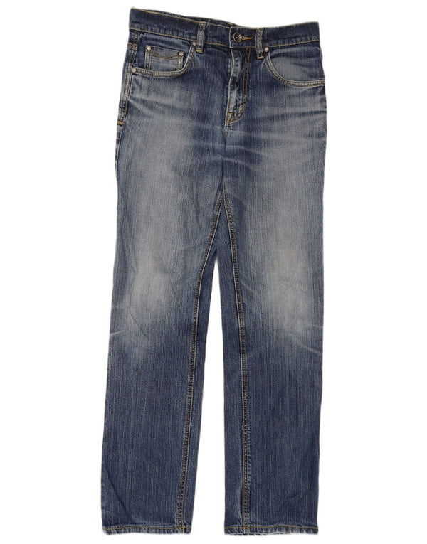 Rifle feminino jeans reto W30 L29 algodão azul
