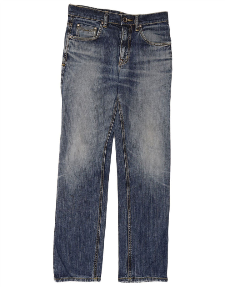 Rifle feminino jeans reto W30 L29 algodão azul