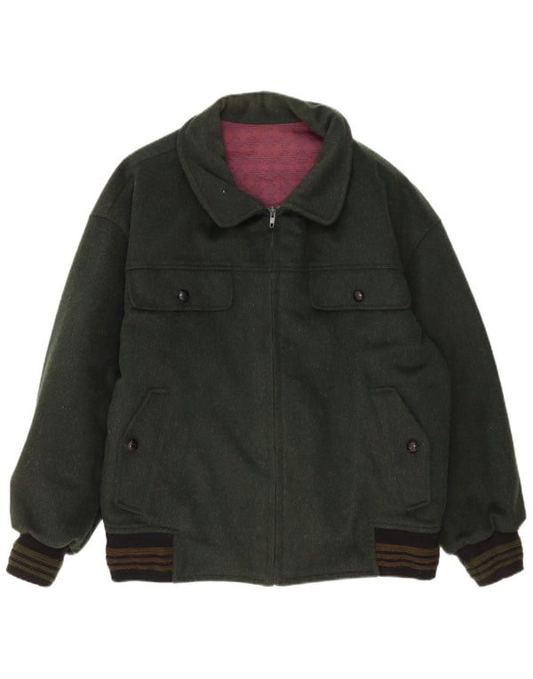 Jaqueta bomber masculina vintage UK 40 grande bloco colorido verde