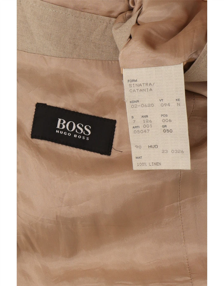 Jaqueta Blazer Masculina Hugo Boss com 2 Botões EU 50 Linho Bege Grande