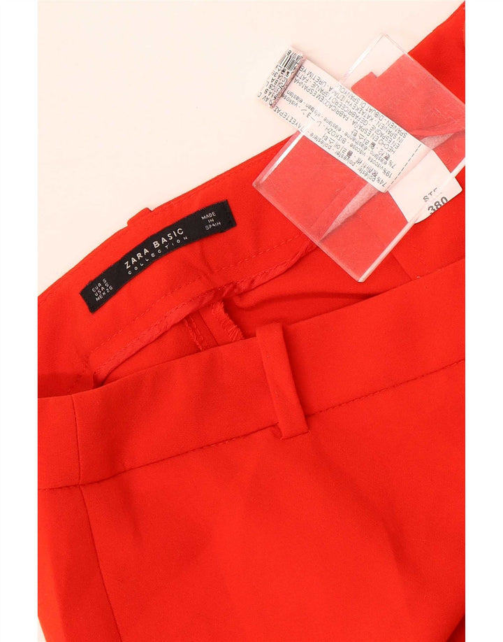 Zara Calça feminina casual bootcut pequena W26 L29 poliéster vermelho