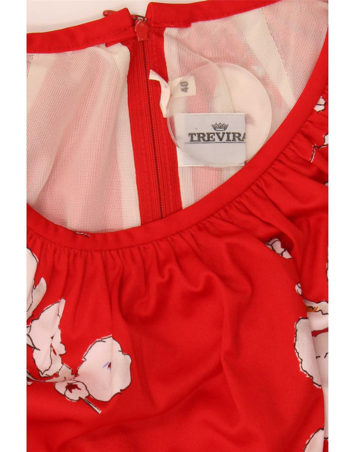 Vestido feminino Trevira A-Line IT 40 pequeno poliéster floral vermelho