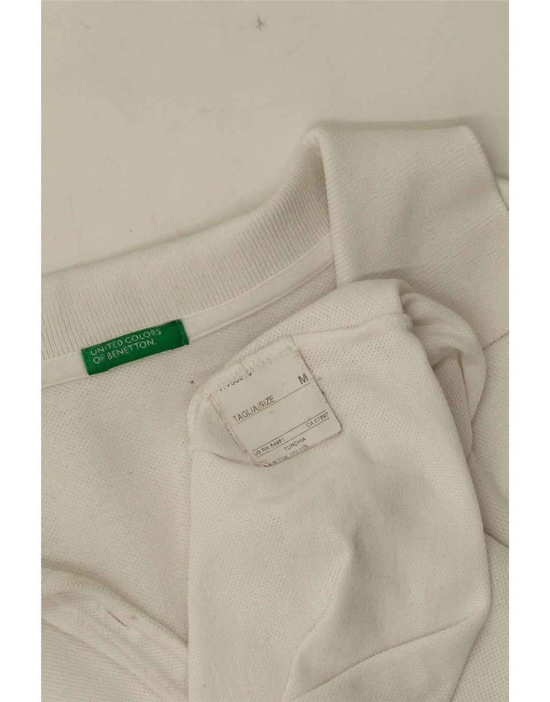 Polo feminino de manga comprida Benetton UK 12 médio branco