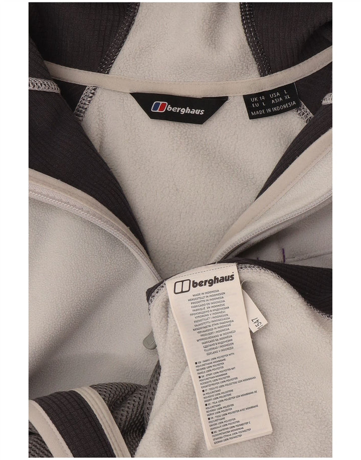 Jaqueta de lã com capuz feminina Berghaus UK 14 grande poliéster branco