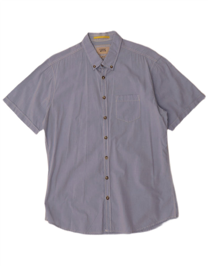 Camel Active Camisa masculina de manga curta grande azul