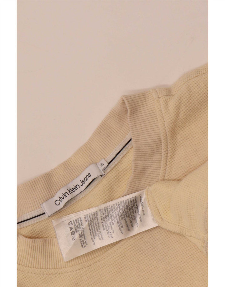 Calvin Klein Mens Top Manga Longa XL Algodão Bege