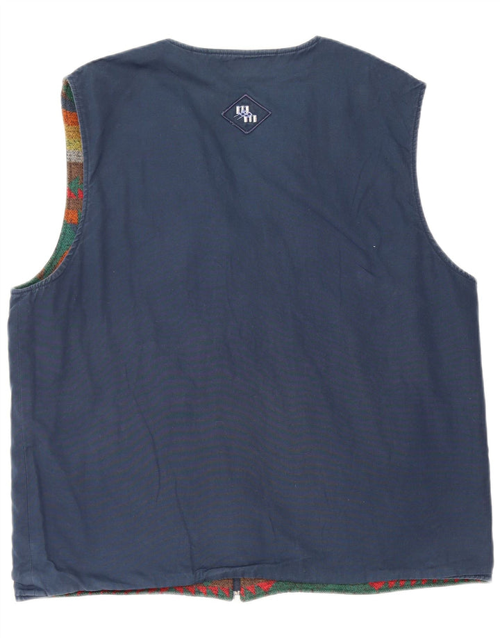 Colete vintage masculino reversível grande multicolorido Fair Isle