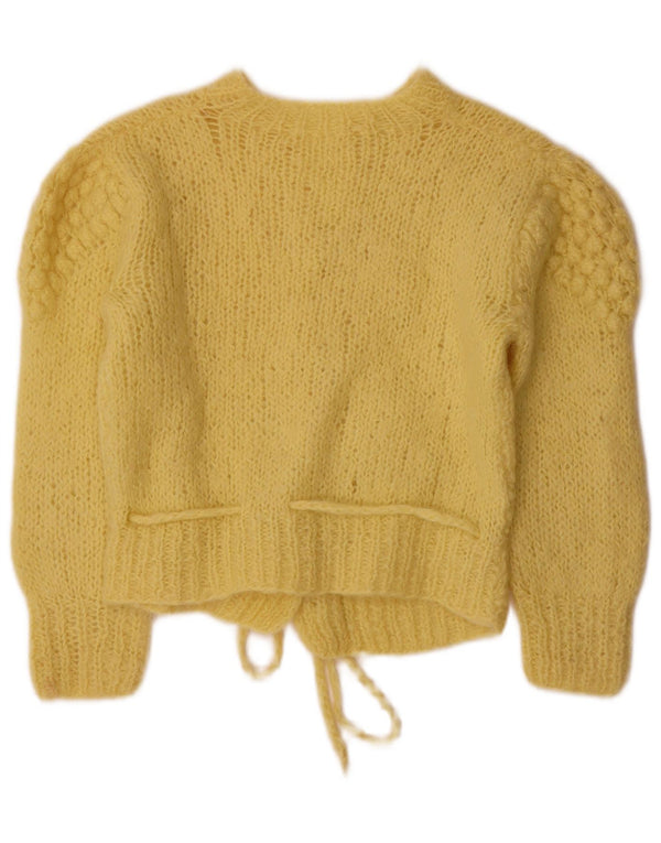 Suéter cardigã vintage para meninas 9-10 anos amarelo