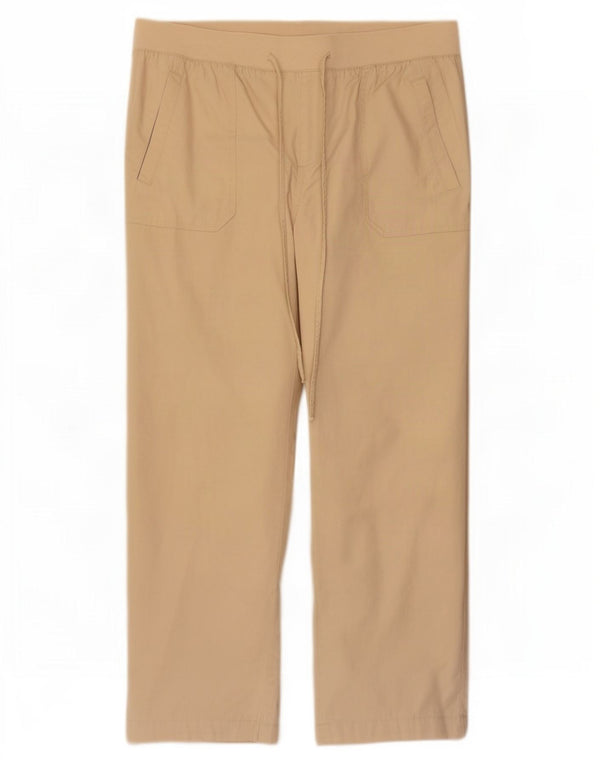 Calça feminina regular Marks & Spencer Reino Unido 16 grande W34 L28 algodão bege