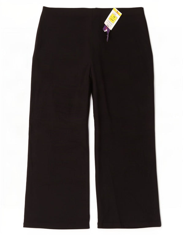 Calça feminina Marks & Spencer com perna larga cortada Reino Unido 16 grande W34 L26 preta