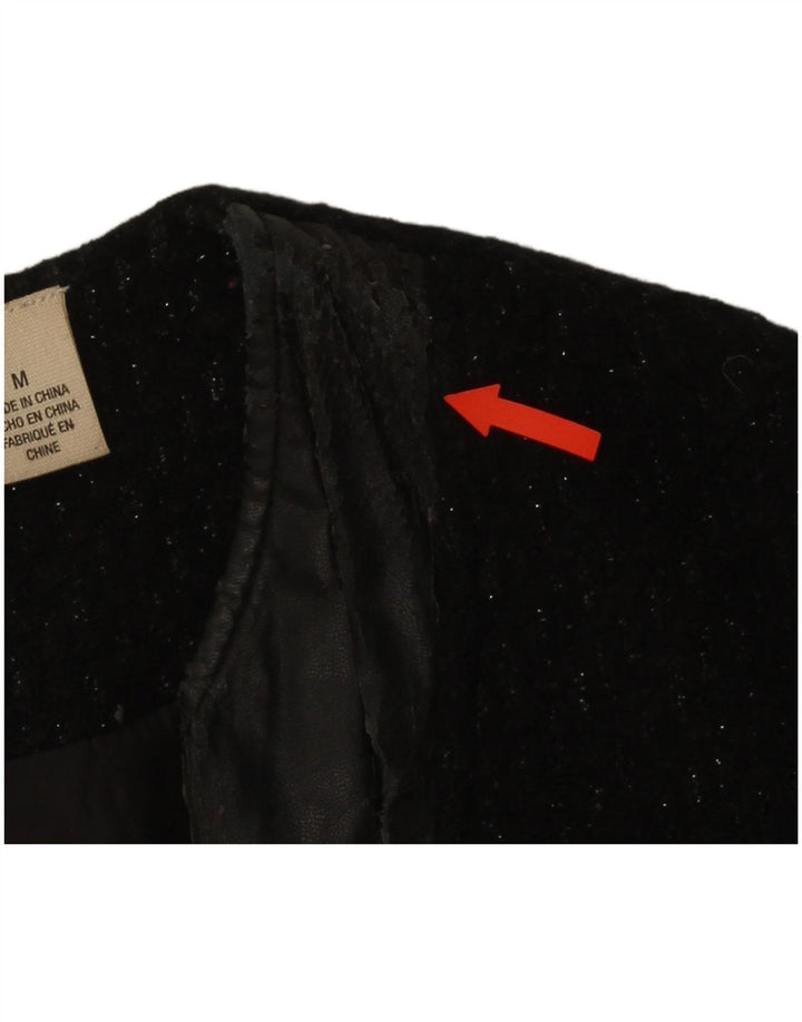 Jaqueta blazer feminina Dkny com zíper completo Reino Unido 14 lã manchada preta média