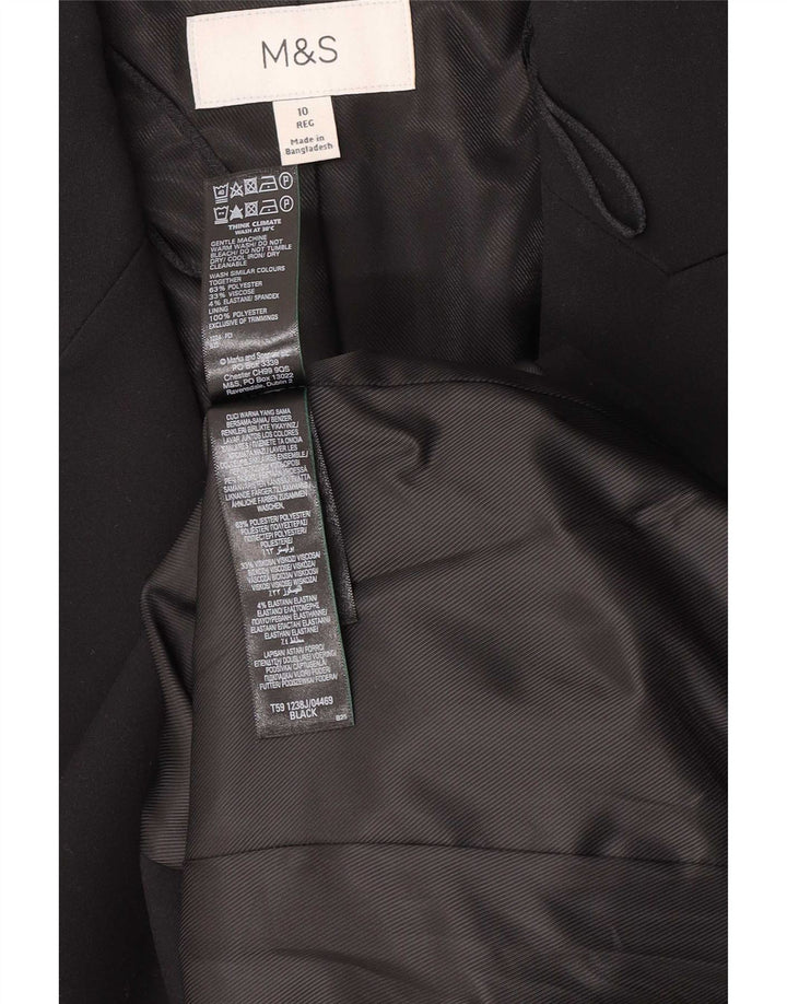 Jaqueta blazer feminina Marks & Spencer com 1 botão Reino Unido 10 pequena preta poliéster