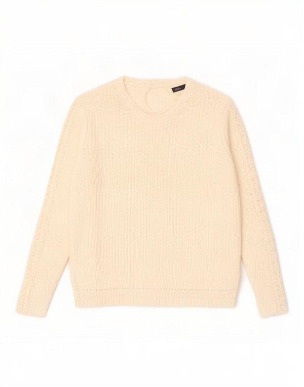 Marks & Spencer Womens Boat Neck Jumper Sweater UK 16 Large Beige Cotton