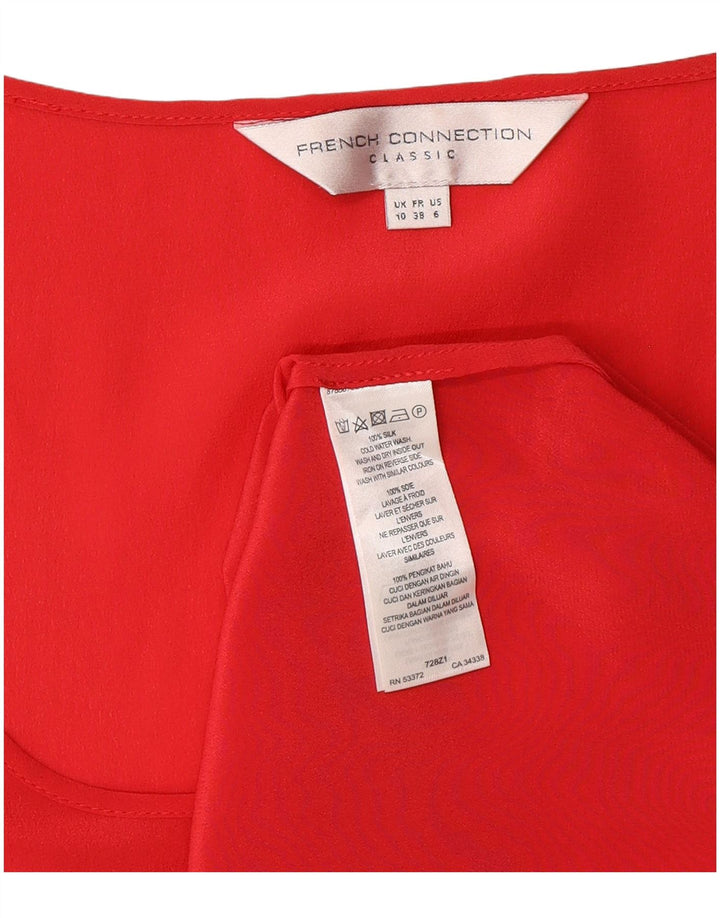 Blusa feminina sem mangas French Connection Top UK 10 seda vermelha pequena