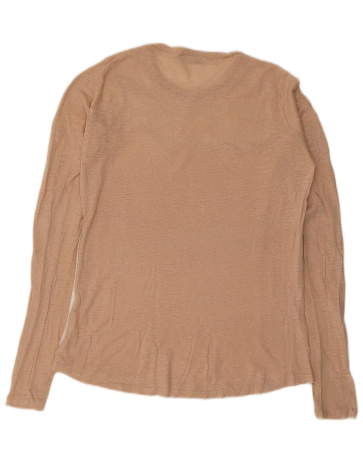 Top feminino Zara manga comprida UK 10 pequeno bege
