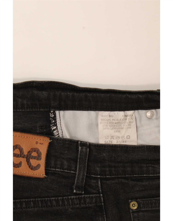 Lee Mens Brooklyn Straight Jeans W33 L31 Algodão Preto
