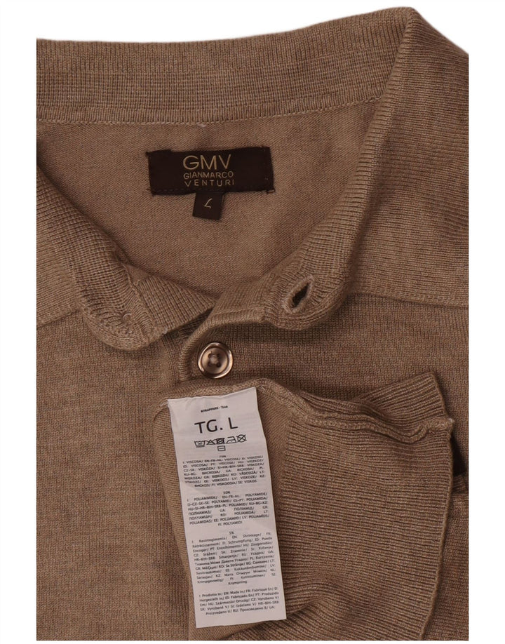 Suéter masculino Gianmarco Venturi com gola polo e viscose marrom grande