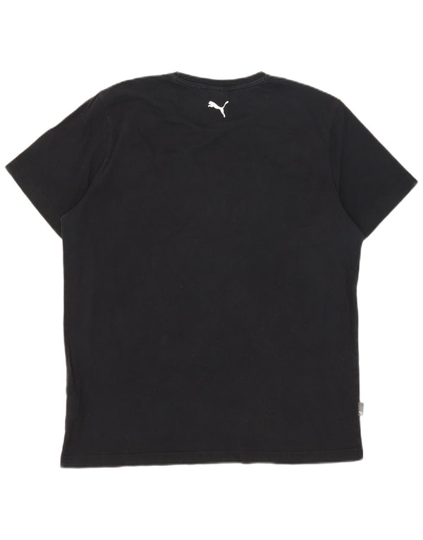 Puma Mens Graphic T-Shirt Top Grande Algodão Preto
