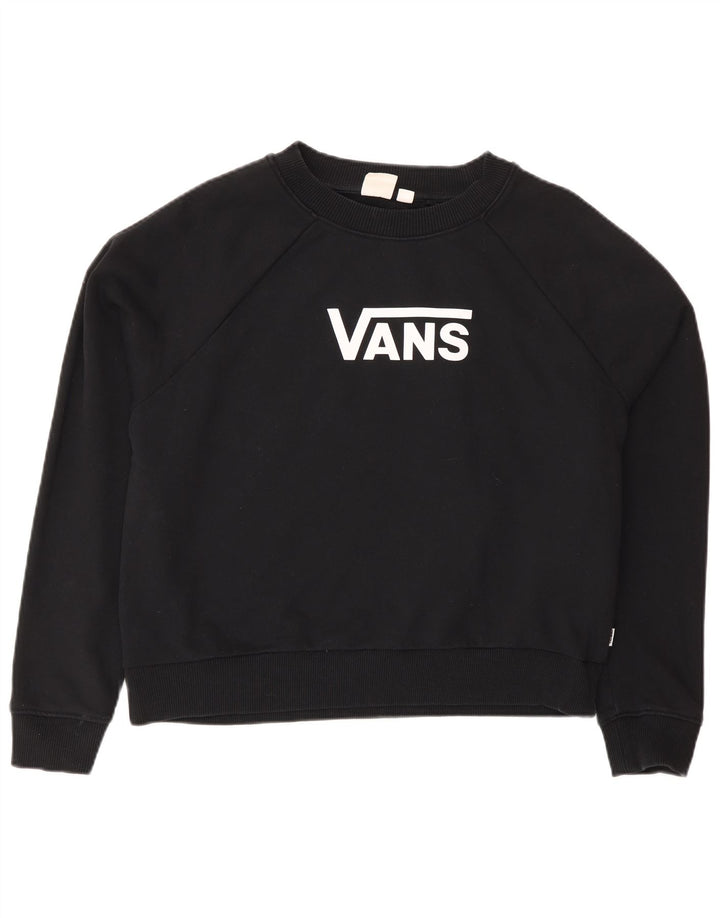 Vans feminino gráfico oversized moletom jumper UK 14 médio preto algodão