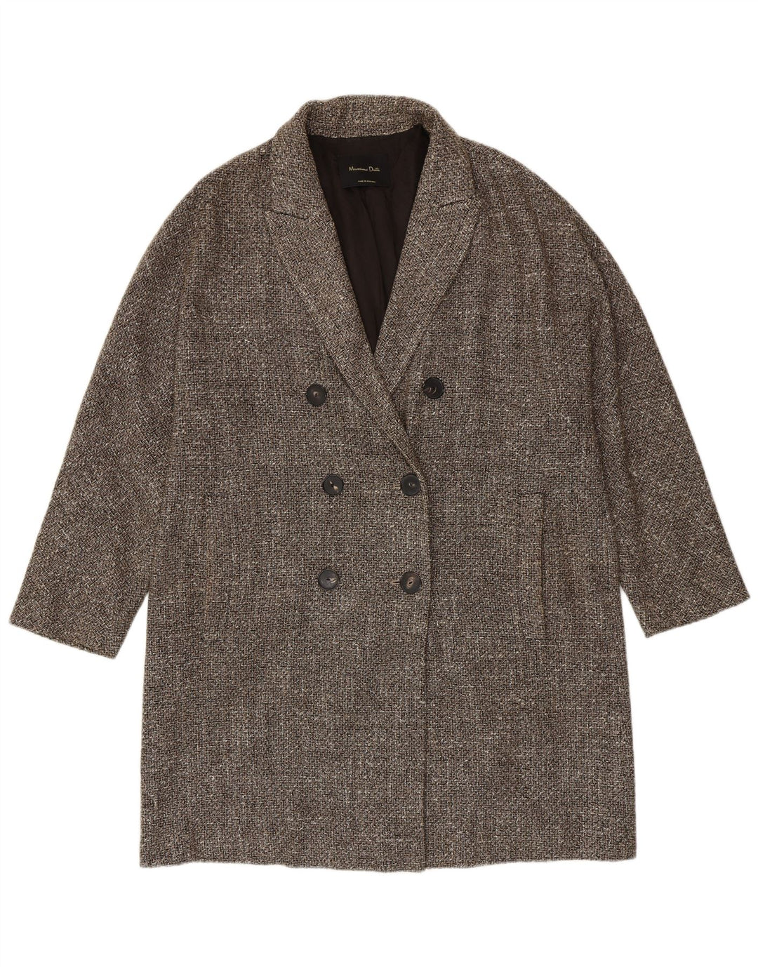 Casaco feminino Massimo Dutti com peito duplo Reino Unido 16 grande espinha de peixe cinza