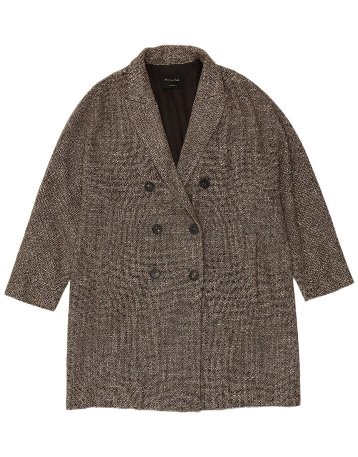Casaco feminino Massimo Dutti com peito duplo Reino Unido 16 grande espinha de peixe cinza