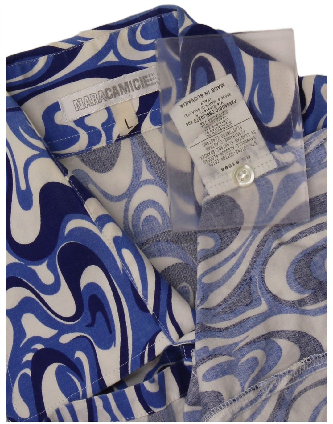 Camisa masculina de manga curta Naracamicee algodão geométrico azul grande