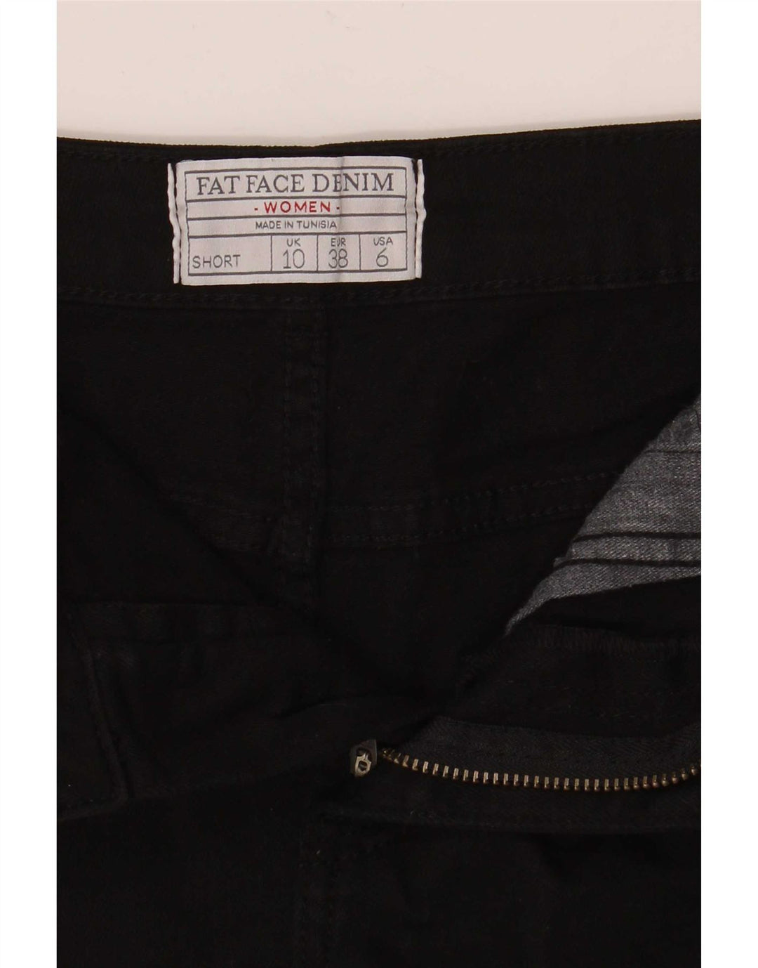 Shorts jeans feminino Fat Face UK 10 pequeno W27 preto