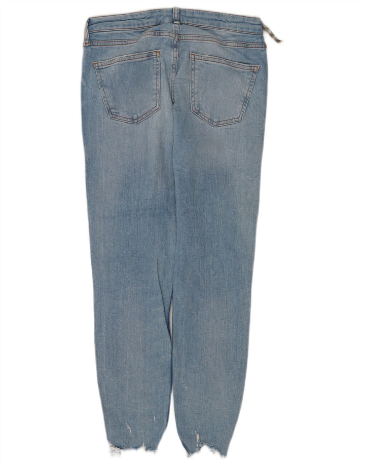 Zara Jeans skinny feminino desgastado UE 40 médio W30 L27 algodão azul